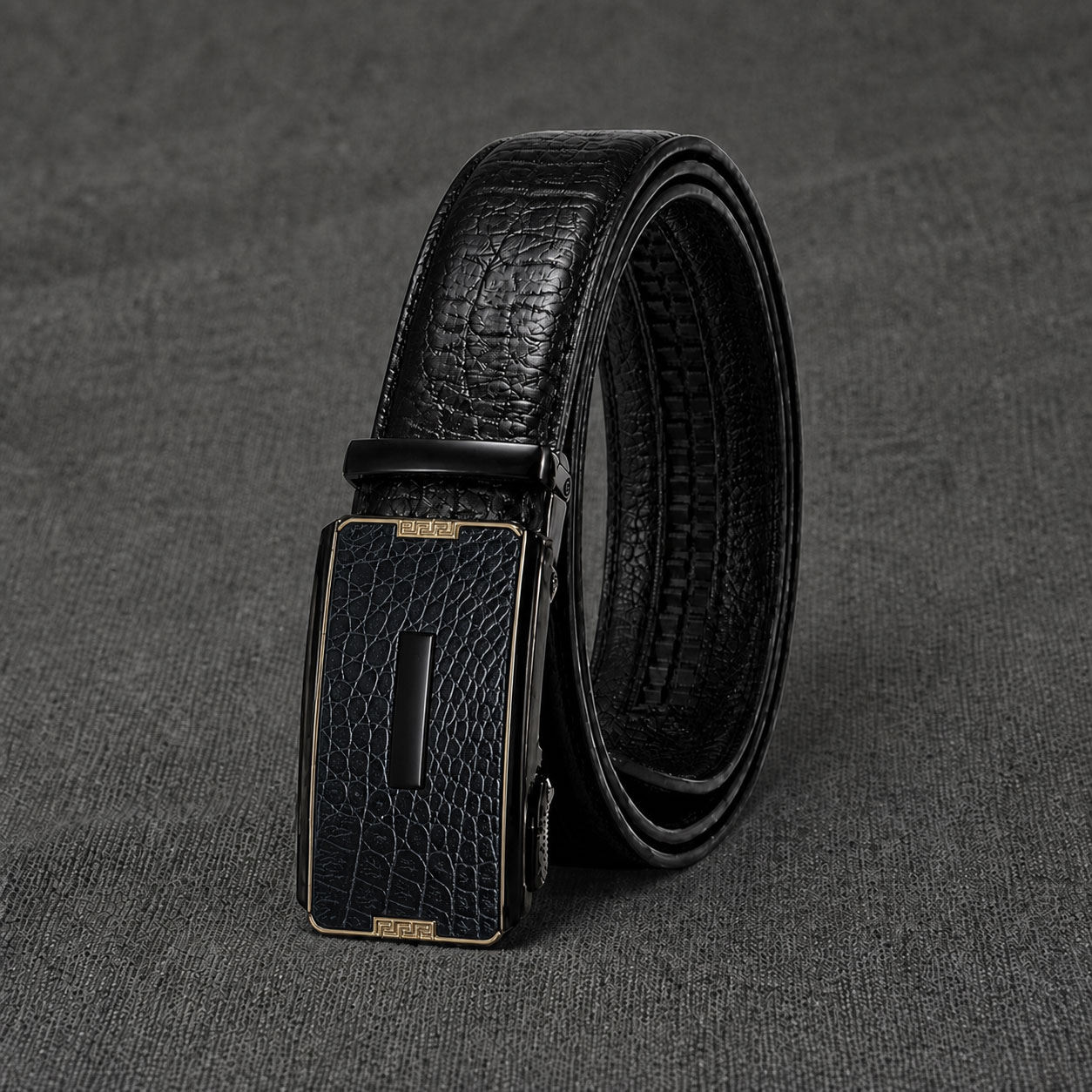 Luxury Crocodile Pattern Leather Gear Belt for Men – MB108