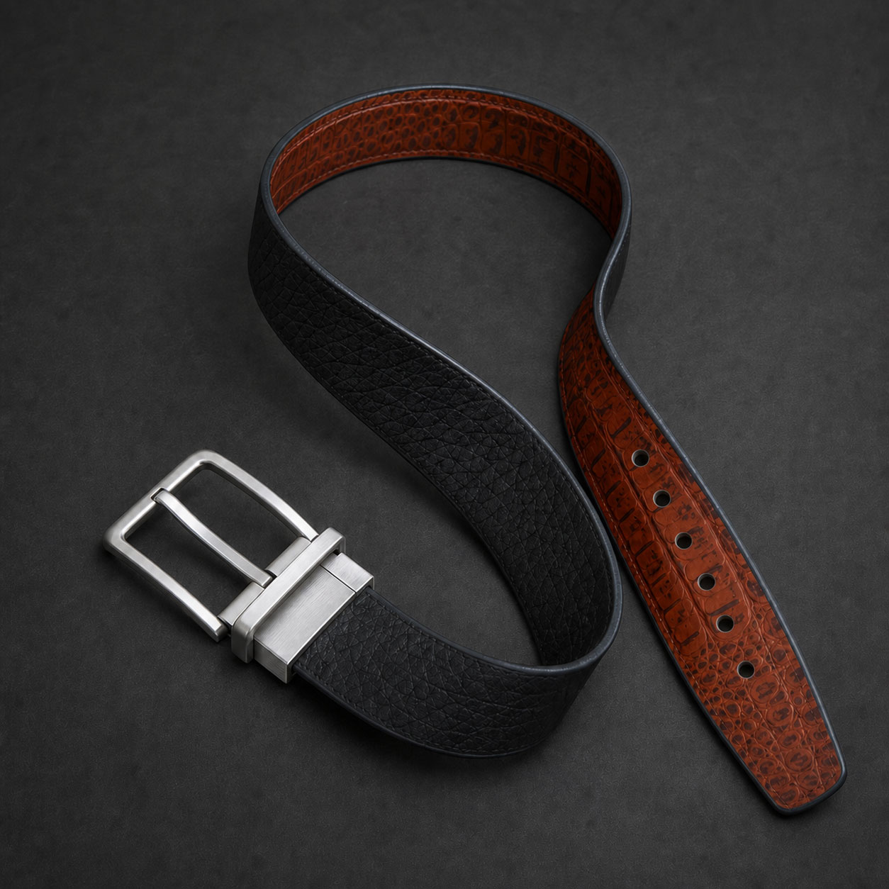 2 in 1 Crocodile Pattern Leather Moving Belt – MB107