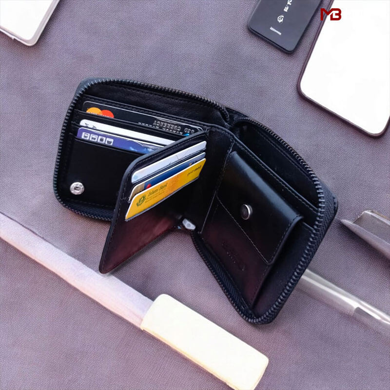 Elegant Round Zipper Leather Wallet MW15